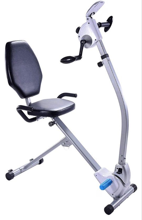Compact Recumbent Exercise Bike for Home Use, Adjustable Resistance