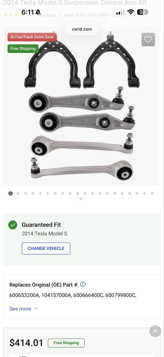 Tesla s rwd coil suspension arms.   Brand new
