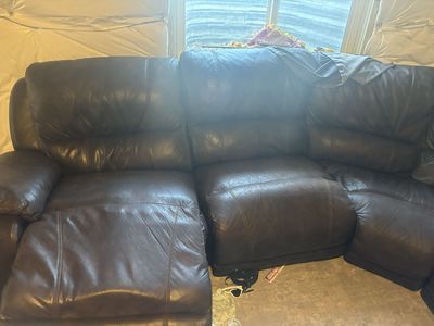 Brown leather sectional