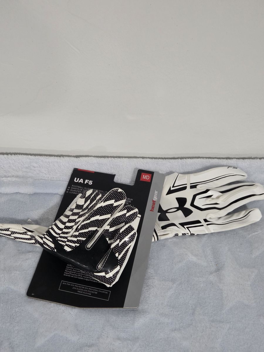 Under Armour F5 Adult M/L Football Receiver Gloves White/Black