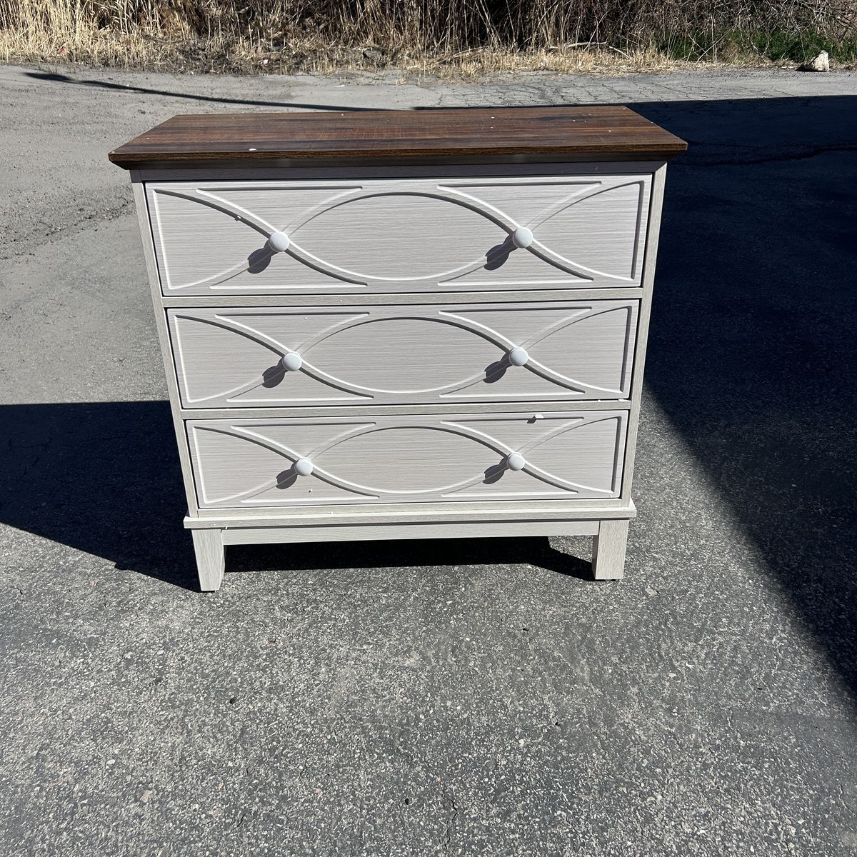 Rustic brown and white nightstand