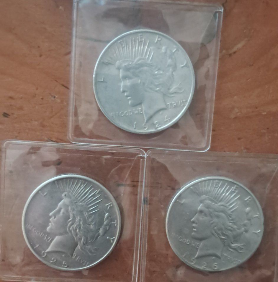 3 Silver Peace Dollars