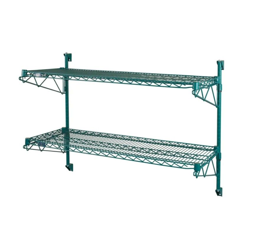 NEW Metro NSF Green 2-Shelf 18 x 48 x 27 Wall Mount Steel and Antimicrobial Epoxy Shelving Kit