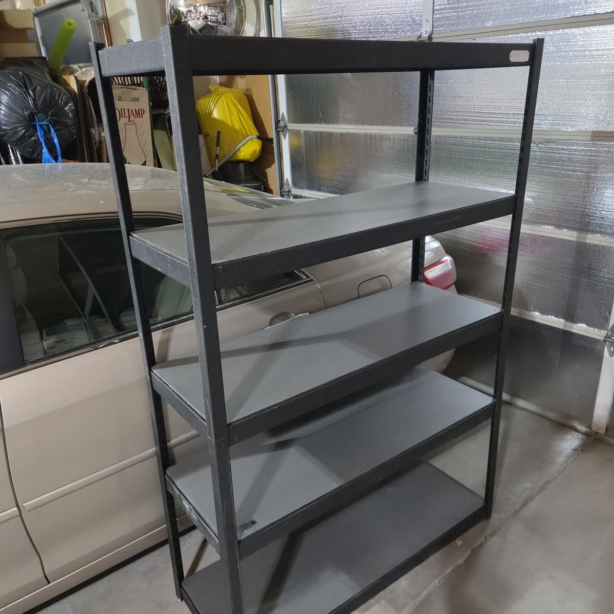 Durable 5-Tier Garage/Utility Storage Shelving Unit - Heavy Duty, Adjustable Black/Gray