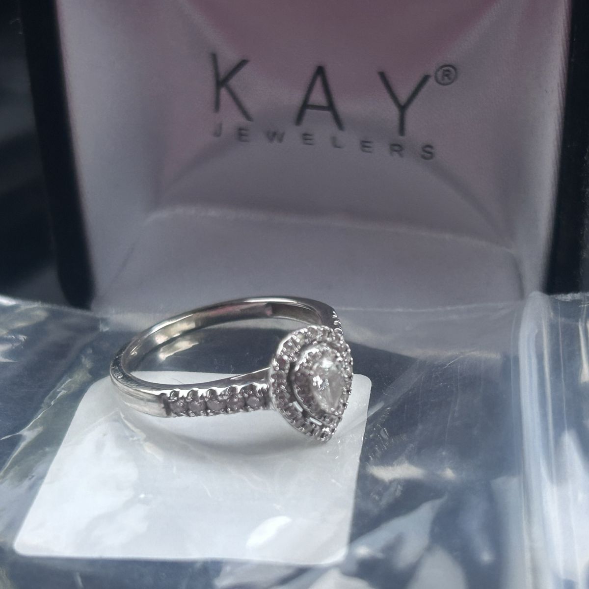 Natural Diamond Pear Halo 1/2 CT 14K White Gold