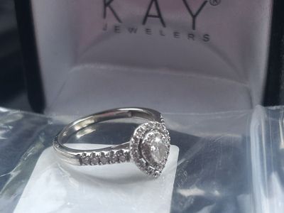 Natural Diamond Pear Halo 1/2 CT 14K White Gold