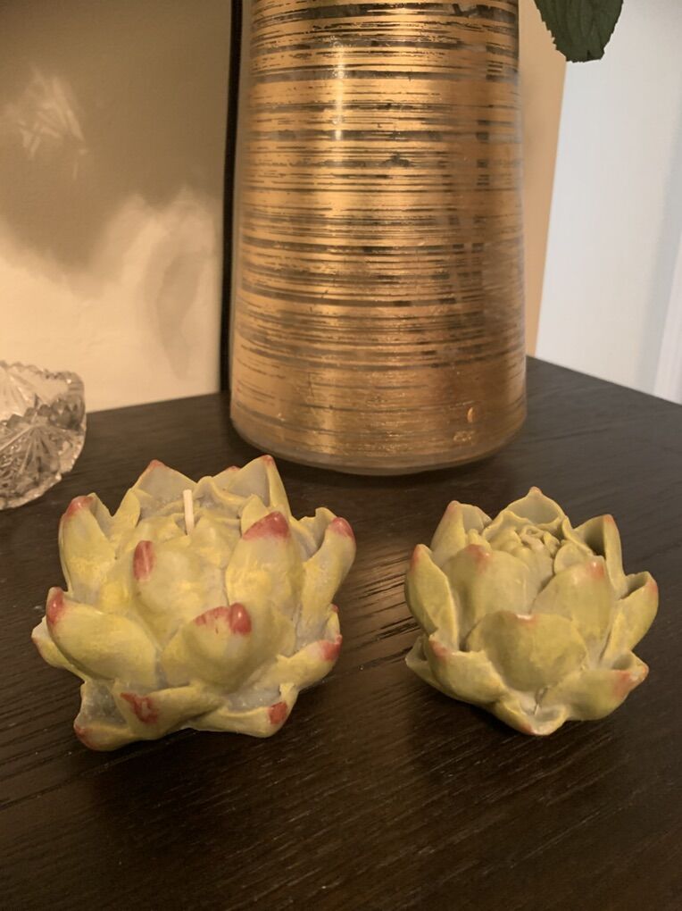 2 Artichoke Looking Candles