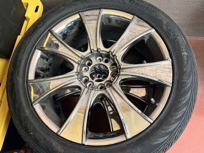 Set of 4 18" Chrome Rims w/Tires 245/45R18 Continental 5 Lug