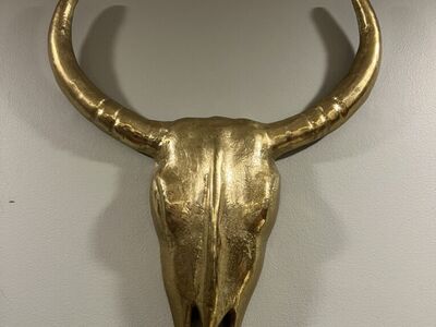 Gold Long Horn Skull