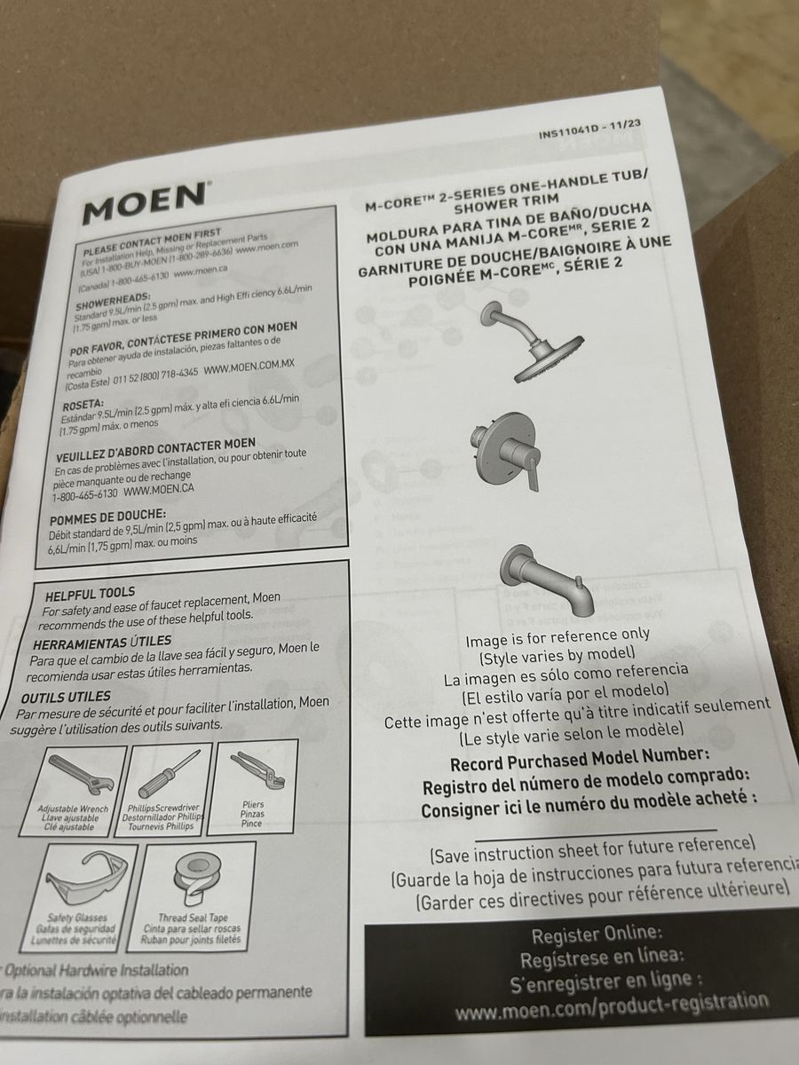 Moen CIA Black Matte M-Core 2-Series One-Handle Tub/Shower Trim Kit - New