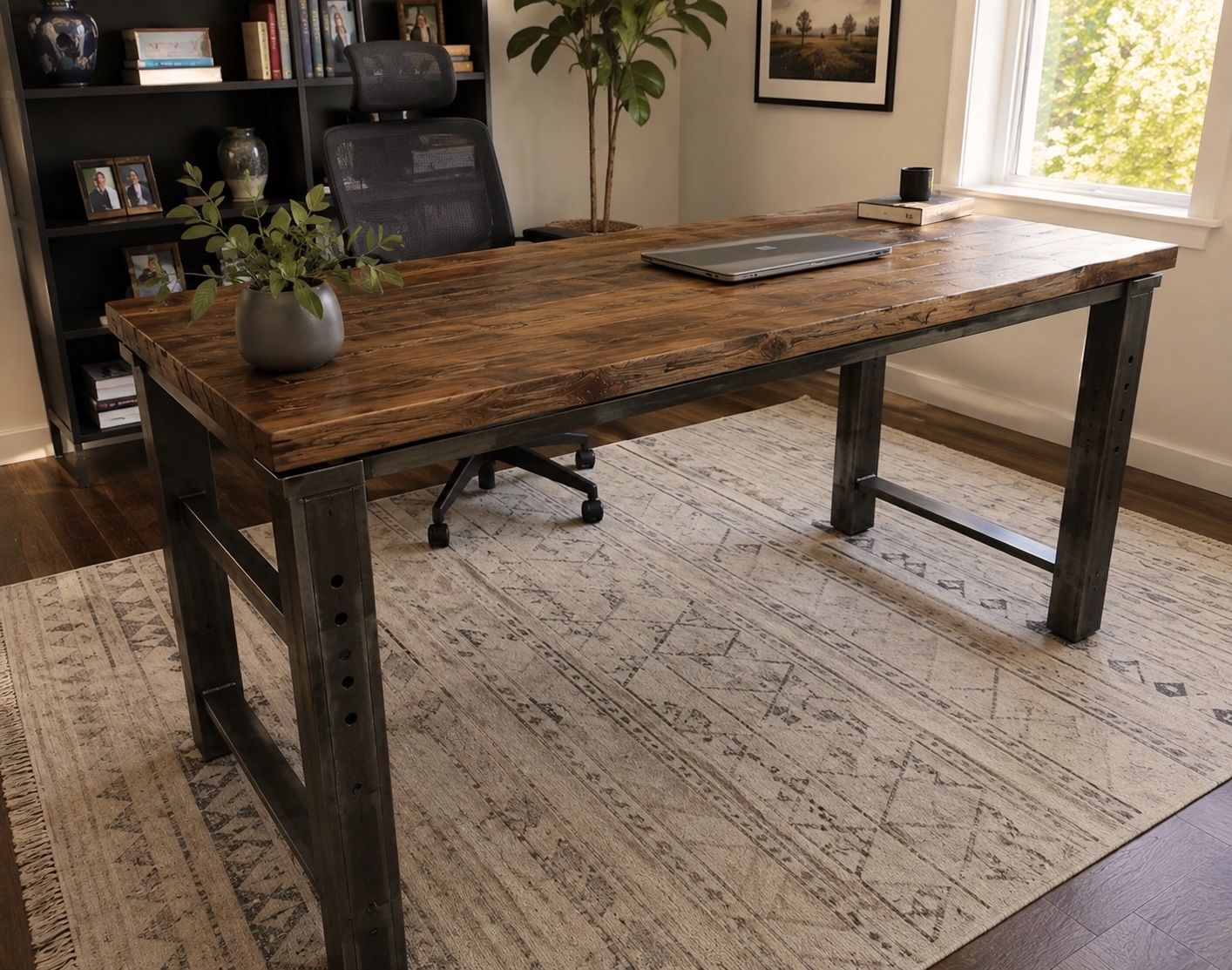 Industrial Butcher Block Desk / Work Table – 72” x 30” – Adjustable Height (WILL DELIVER) 