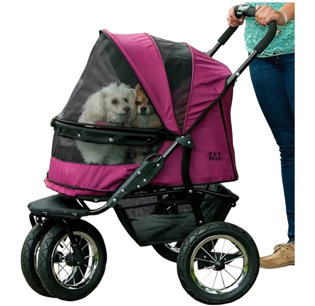Pet Gear NO-Zip Double Pet Stroller, Zipperless Entry, for Single or Multiple Dogs/Cats, Plush Pad + Weather Cover Included, Lar