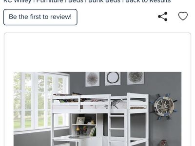 RC Willey Charlie Twin Loft Bed with Workstation - White or Gray Finish