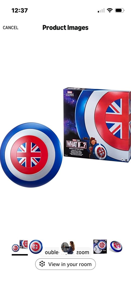 Marvel Legends Series Captain Carter Premium Roleplay Shield, Disney + What If...? Adult Roleplay Gear