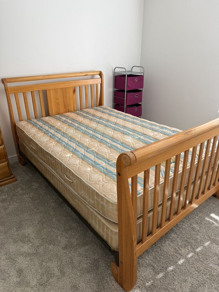 Full Size Bedframe, Matress And Box Spring