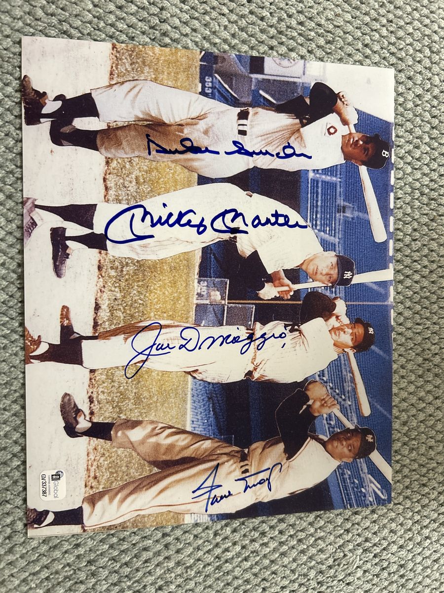 Willie Mays, Mickey Mantle, Joe DiMaggio Quadrupled Hand Signed Autograph 8x10 MLB Photograph w/COA and Certified Auto