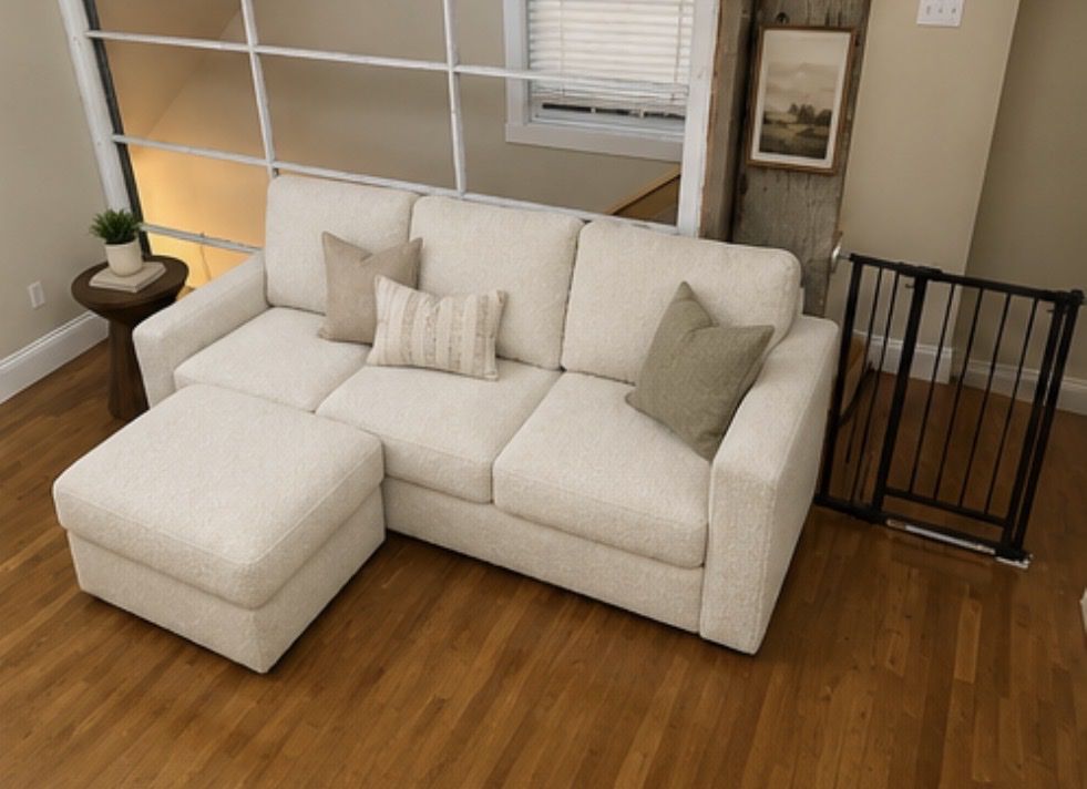 LoveSac Sactional - Cream Boucle with Storage Chaise - Still In Box - Textured Fabric Couch