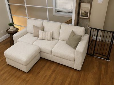 LoveSac Sactional - Cream Boucle with Storage Chaise - Still In Box - Textured Fabric Couch