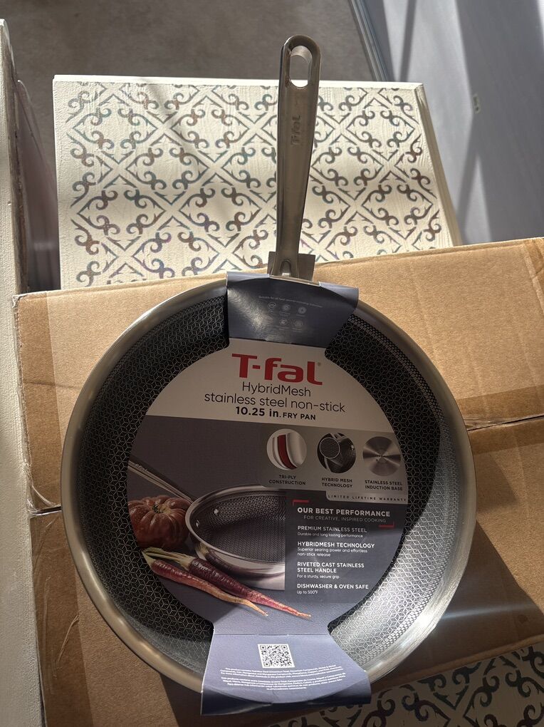 New T-Fal HybridMesh Stainless Steel Pan