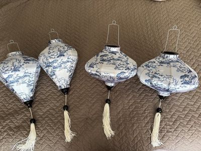 Hoi An Bamboo Lantern, Chinoiserie Toile Fabric, Wedding Decor, size 35cm