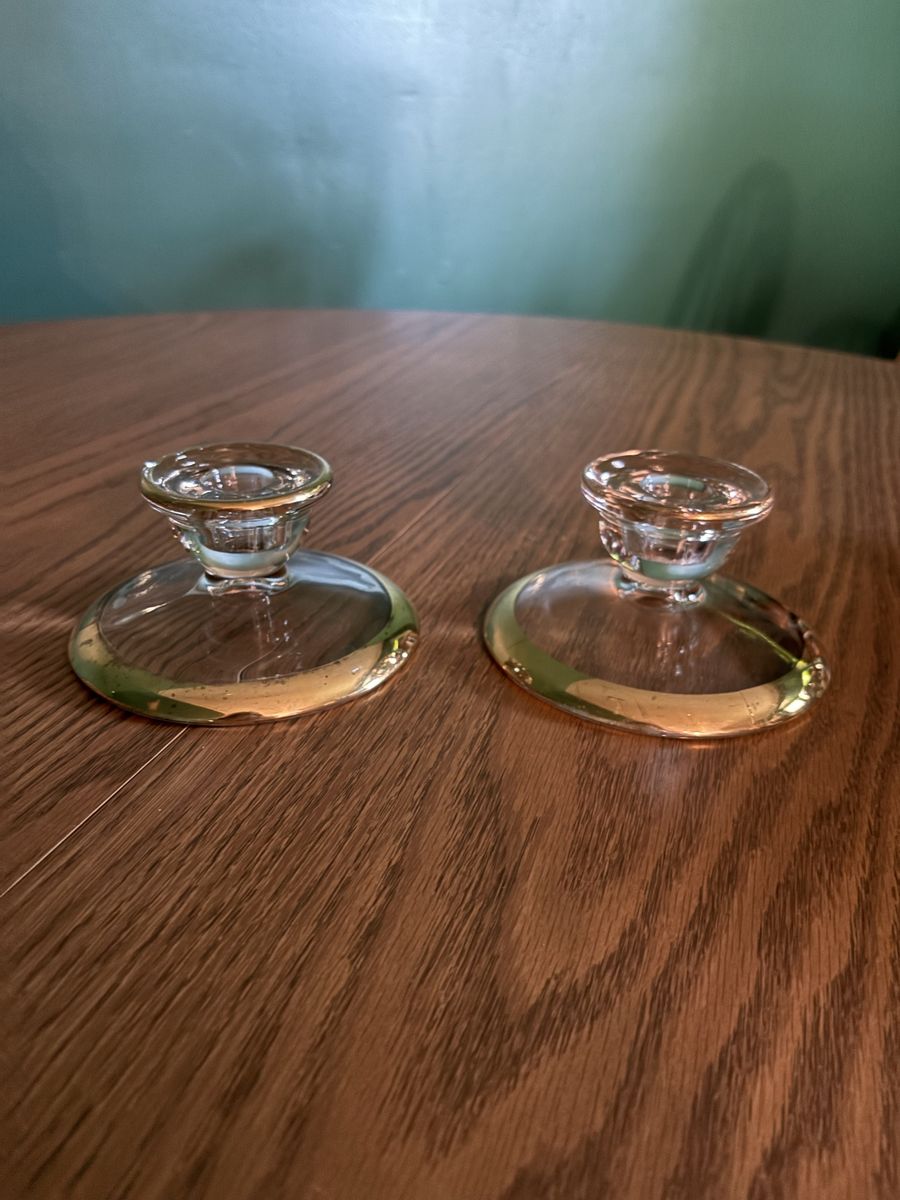 Vintage Glass Candle Holder Set