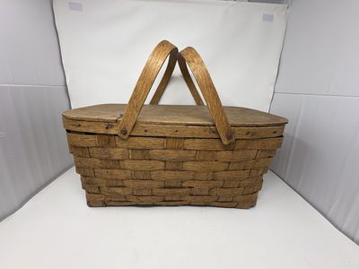 Vintage Oak Splint Picnic Basket – Farmhouse & Cottage Decor