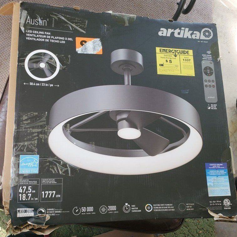 Artika Austin 23" LED Fandelier - Matte Black Ceiling Fan