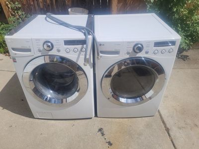 LG Front Load Washer and Dryer Set White Used