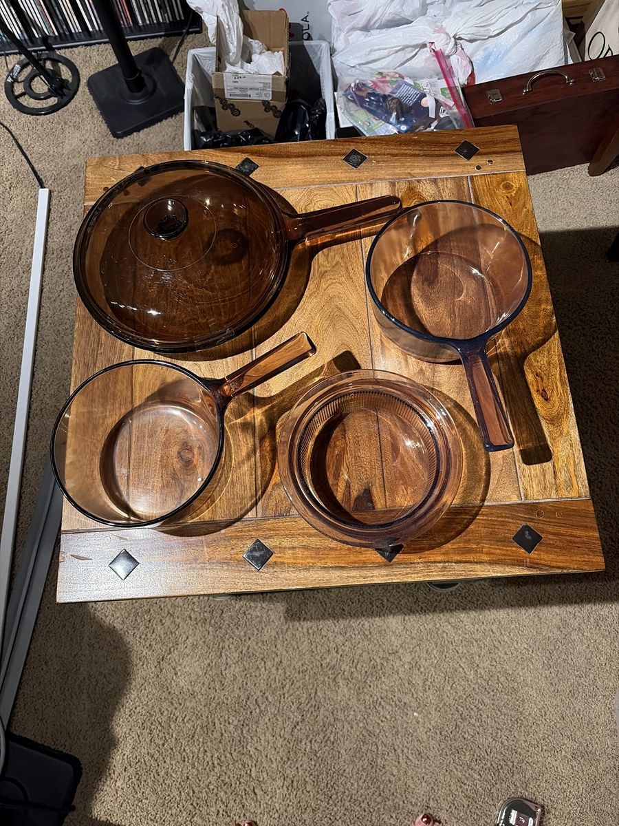 Vintage Visions Corning Ware Amber Glass Cookware Set