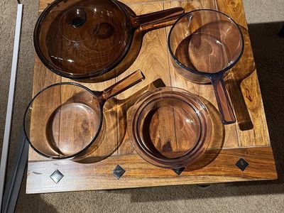 Vintage Visions Corning Ware Amber Glass Cookware Set
