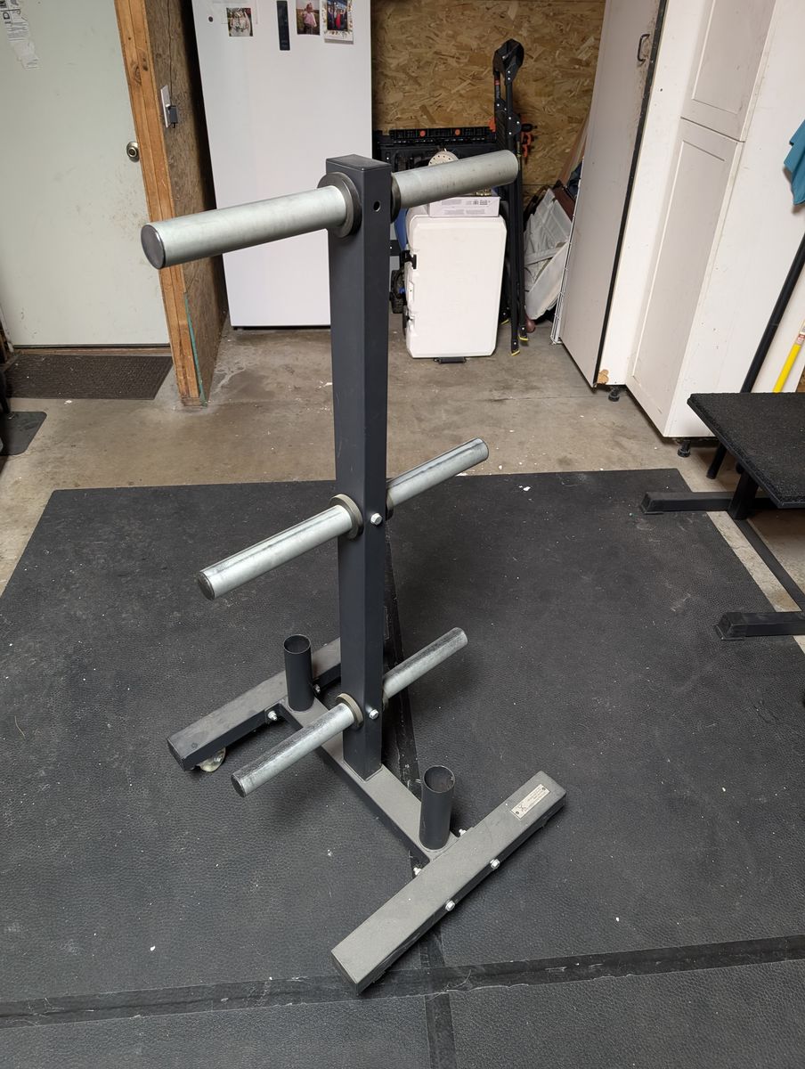 CFF Strength Dual Olympic Bar & Bumper Plate Tree, Wheeled