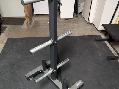 CFF Strength Dual Olympic Bar & Bumper Plate Tree, Wheeled
