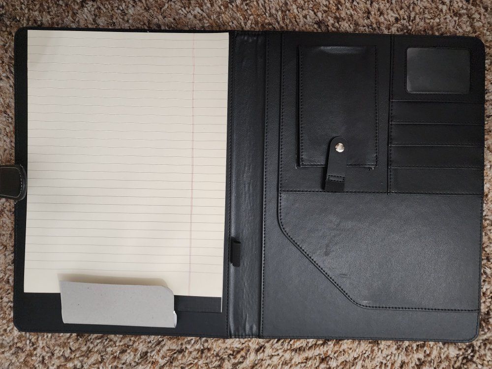 Five Star College Ruled Notebook 150 sheets with 3 subjects & Black Leather Portfolio Set