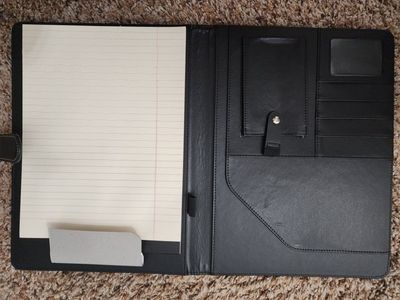 Five Star College Ruled Notebook 150 sheets with 3 subjects & Black Leather Portfolio Set