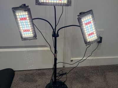 Tri-Head Full Spectrum LED Grow Light – Floor Stand – Timer + Dimmer – Lehi