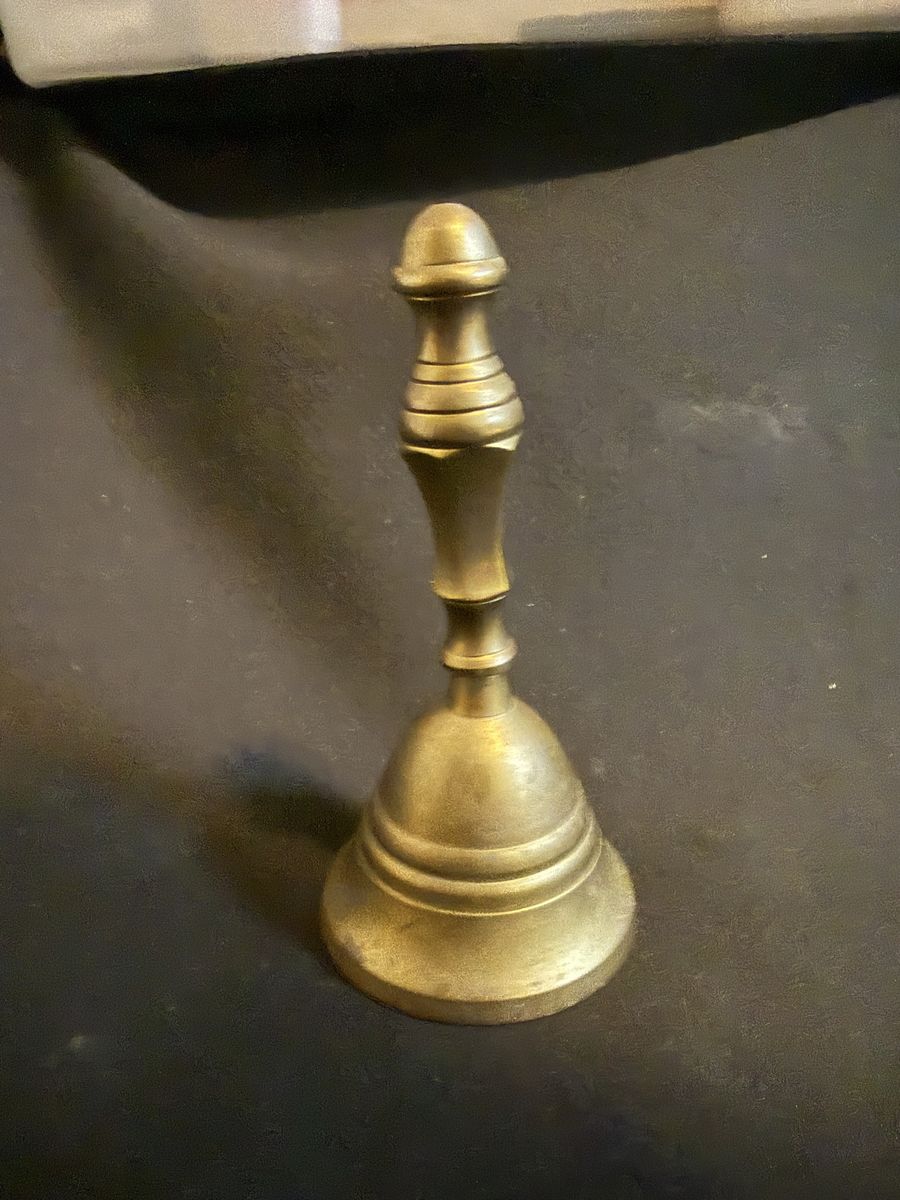 Vintage Solid Brass Hand Bell with Decorative Handle $12