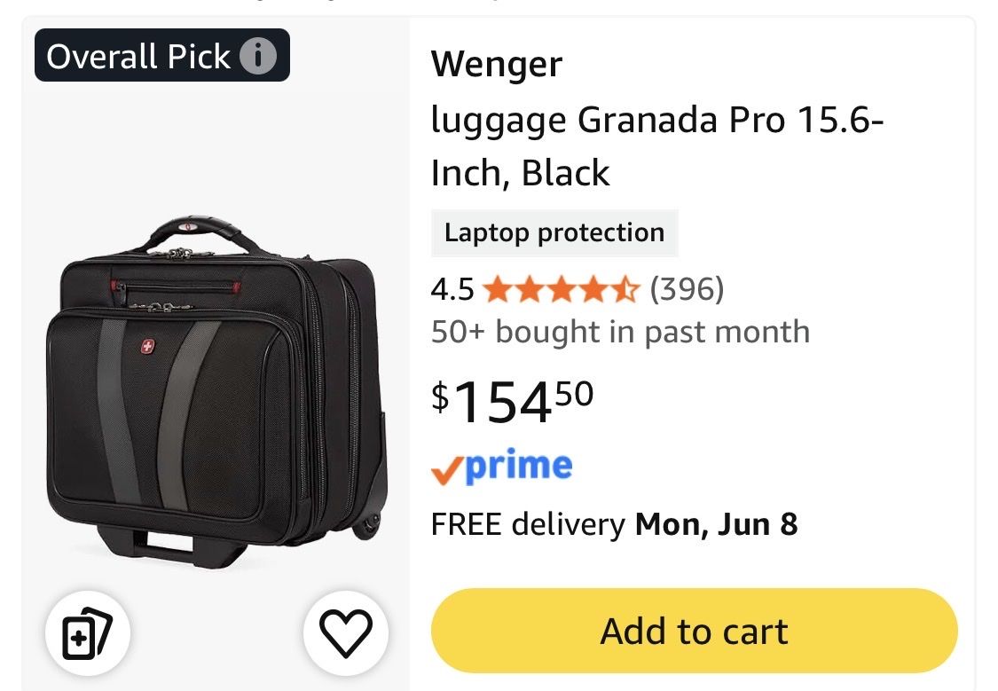 Wenger luggage Granada Pro 15.6-Inch, Black