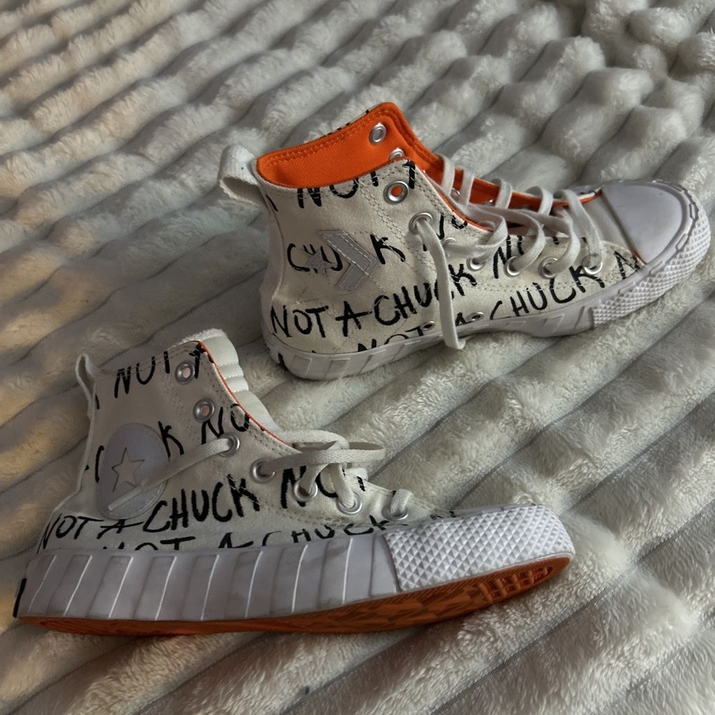 Converse 'Not A Chuck' Untouchables High Top Sneakers White Orange Size 6.5