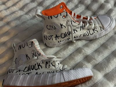 Converse 'Not A Chuck' Untouchables High Top Sneakers White Orange Size 6.5