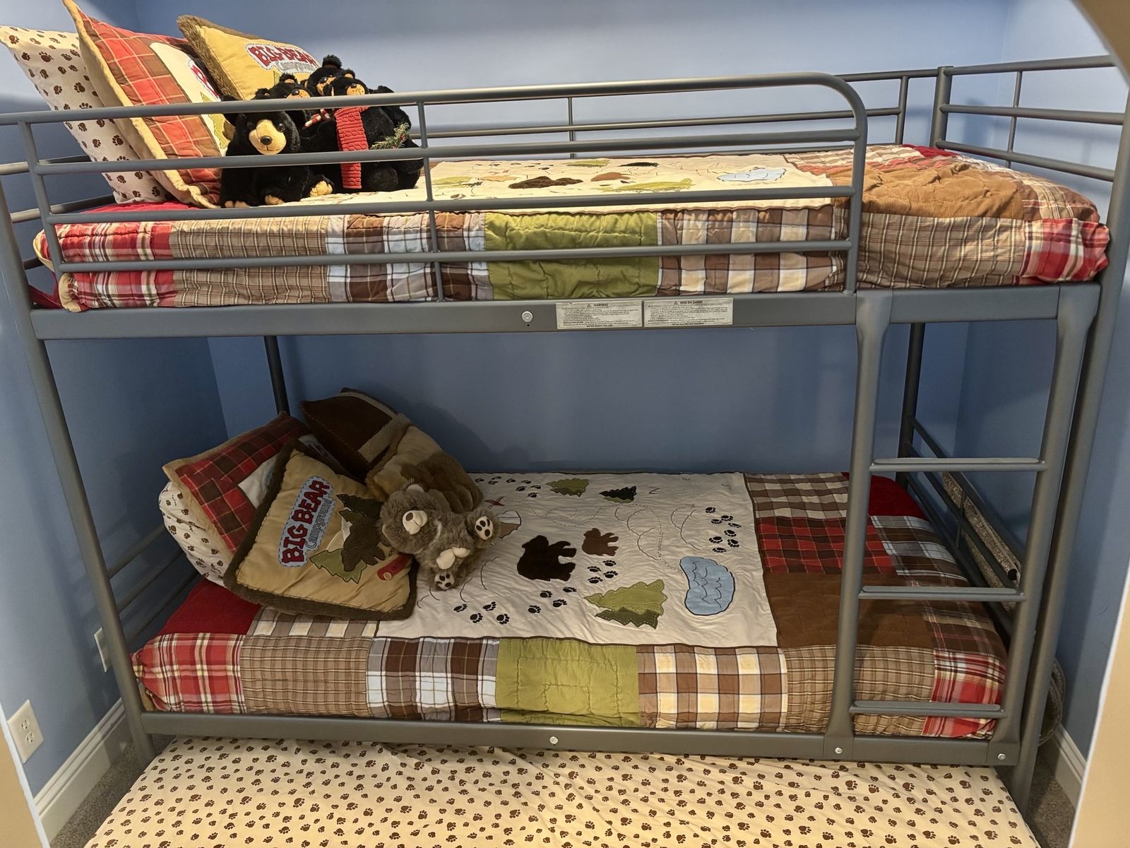 IKEA Svarta Gray Metal Twin Over Twin Bunk Bed with Trundle