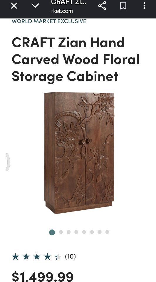 CRAFT Zian Carved Solid Wood Storage Cabinet