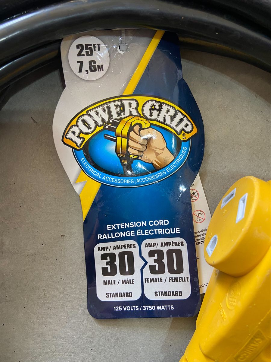 Camco Power Grip 25-Ft 30 Amp Camper RV Extension Cord - Male to Female