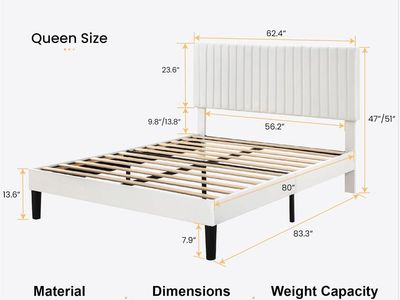 Queen Upholstered Platform Bed (Assembled)