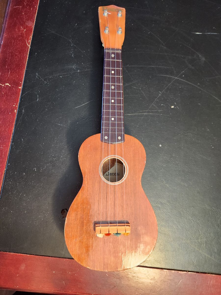 Antique 1960's Decca Soprano Ukulele, Made of Mahogany in N.Y.,  great shape, sounds and plays beautifully.