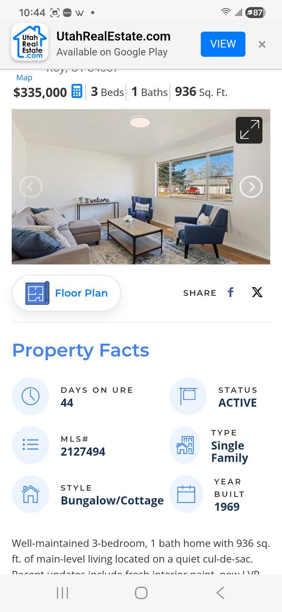 1 level home available in Roy