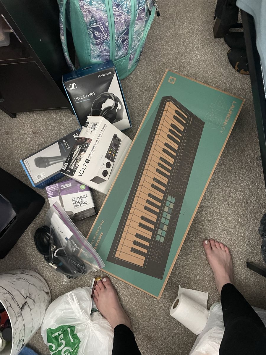 Novation Launchkey 49 MIDI Keyboard, Sennheiser HD 280 PRO Headphones, Shure SM58 Mic, Volt 2 Interface
