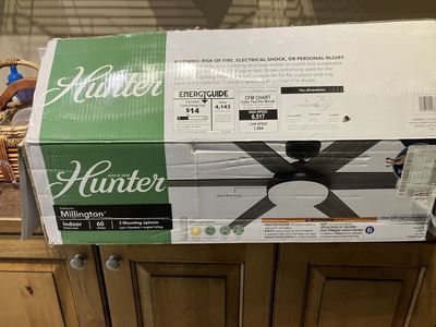 Hunter Millington 60" Indoor Ceiling Fan w/ Light & Remote - Matte Black Finish