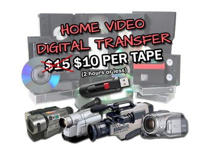 VCR Camcorder Videotape Digital Transfer (VHS, VHS-C, miniDV, 8MM, Hi8, Digital 8, HDV, S-VHS, D-VHS, DVD, USB, MP4 Video tapes)
