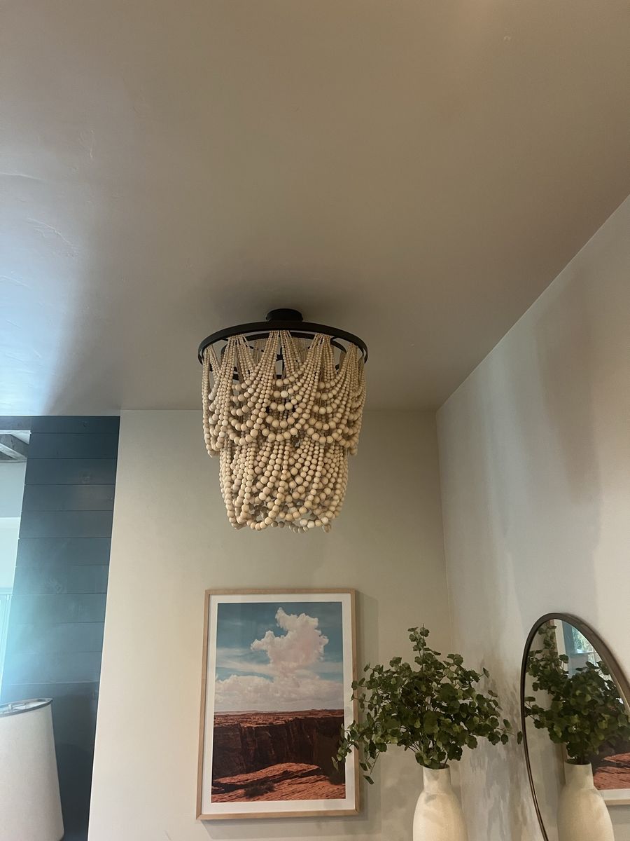 Wood bead chandelier