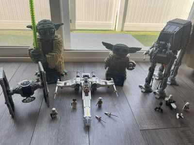 LEGO Star Wars Bundle Lot - Yoda, Grogu, AT-AT, X-Wing, TIE Fighter & Minifigures
